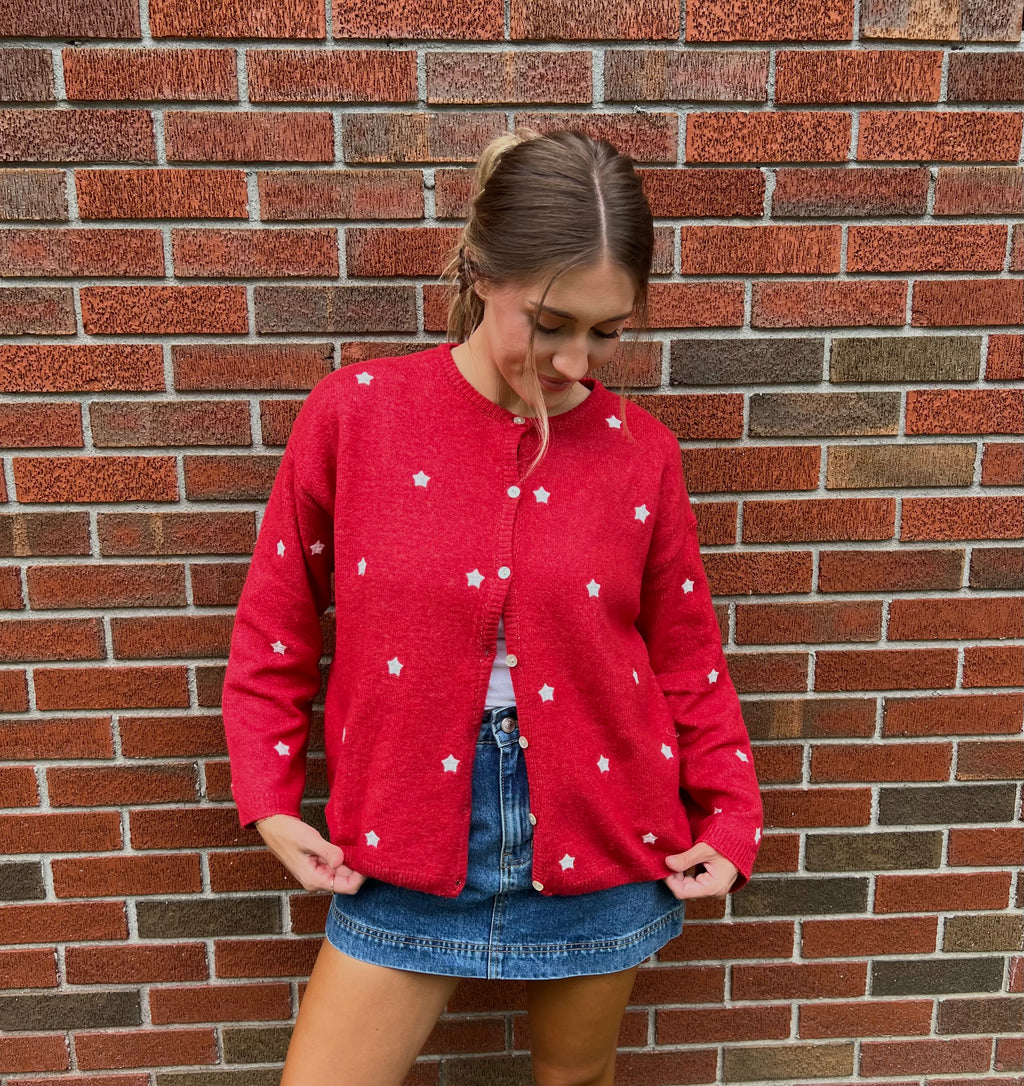 Long Sleeve Star Crew Neck Sweater