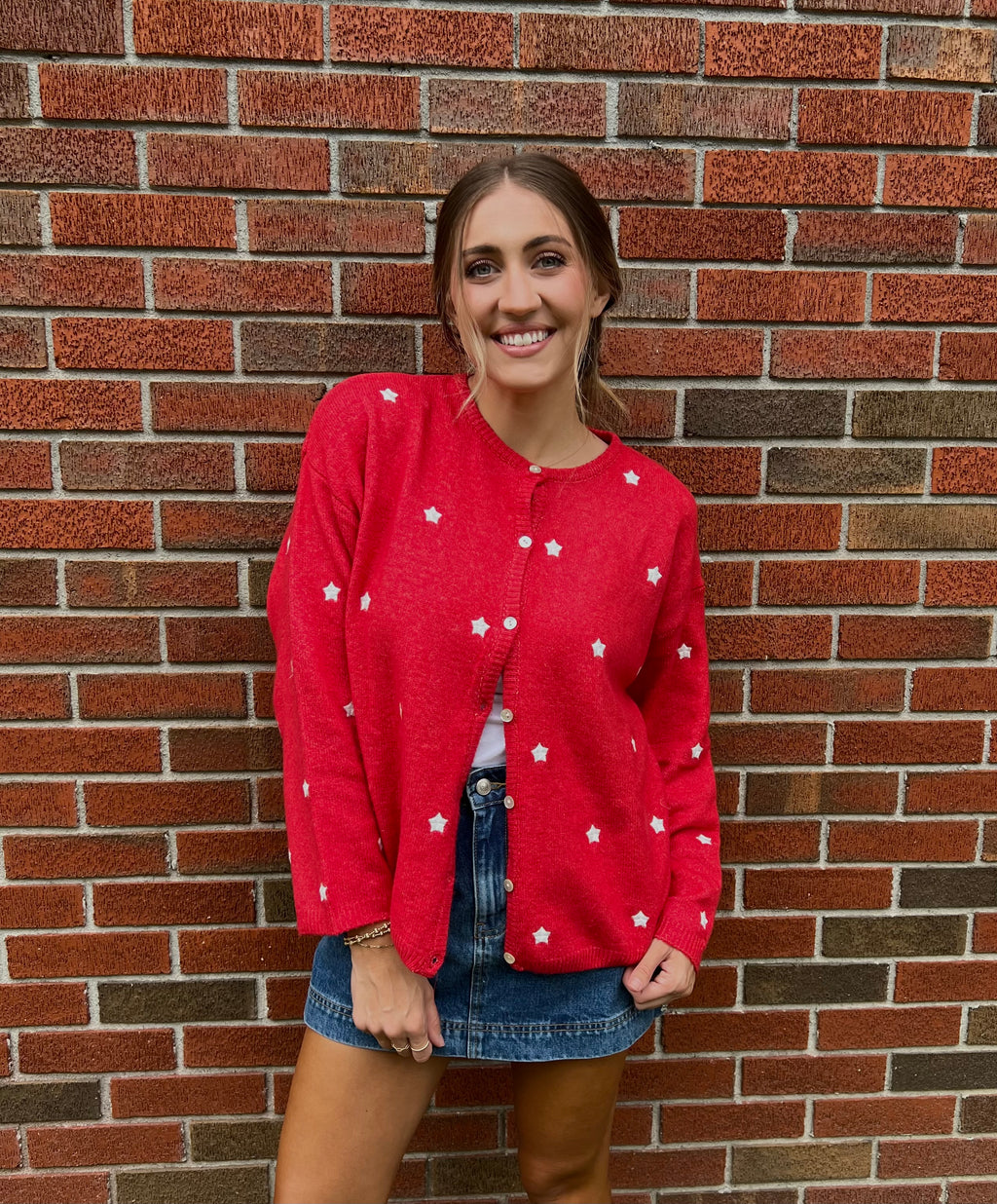 Long Sleeve Star Crew Neck Sweater