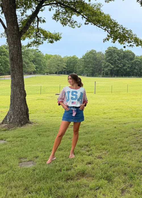 4th of July USA Letter Sweatshirt