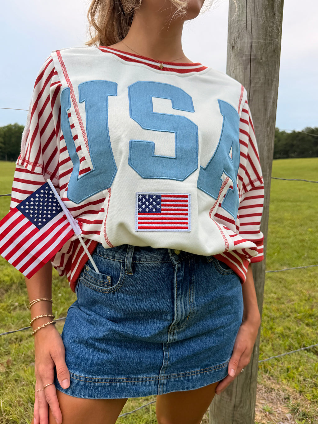 4th of July USA Letter Sweatshirt